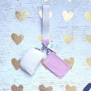 LAST ONE! NWT LULULEMON Dual Pouch White Opal Pink Peony Wristlet